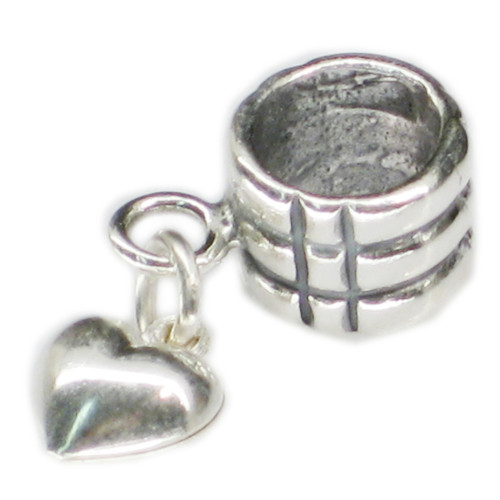 Love Heart sterling silver Dangle Bead charm .925 x1 Beads charms