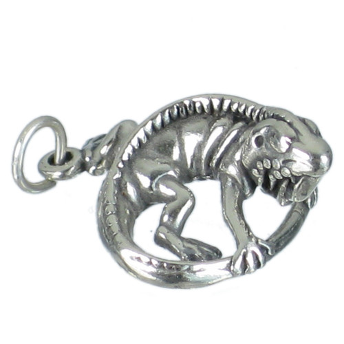 Iguana Bearded Dragon sterling silver charm 3D .925 Lizards charms