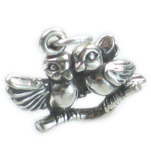 Love Birds sterling silver charm .925 x 1 Lovebirds love charms