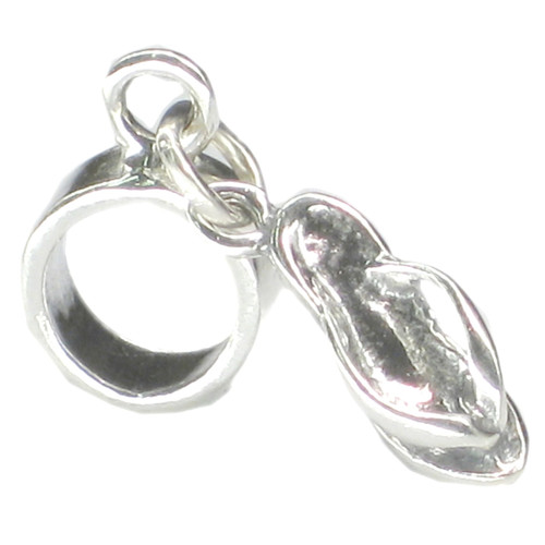 Sandal sterling silver Dangle Bead charm .925 x 1 Beads charms