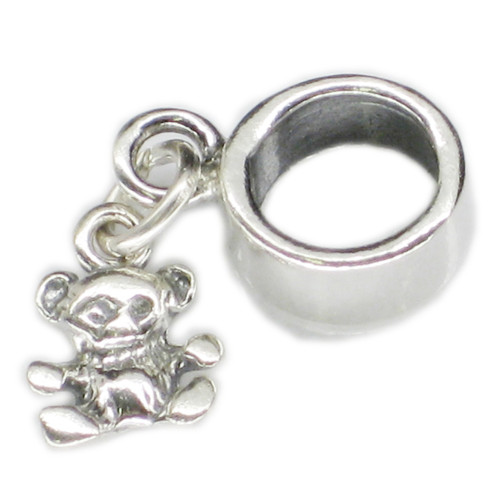 Teddy Bear sterling silver Dangle Bead charm .925 x1  Beads charms