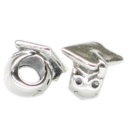 Graduate Mortarboard sterling silver bead charm .925 x1 Graduation beads