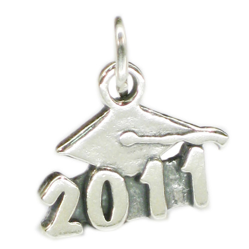 2011 Mortarboard Graduation silver strlng charm .925 x1 Graduate charms