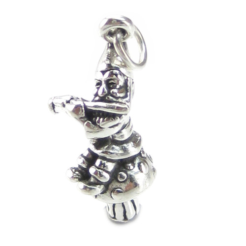 Gnome sitting on a Toadstool sterling silver charm .925 Gnomes
