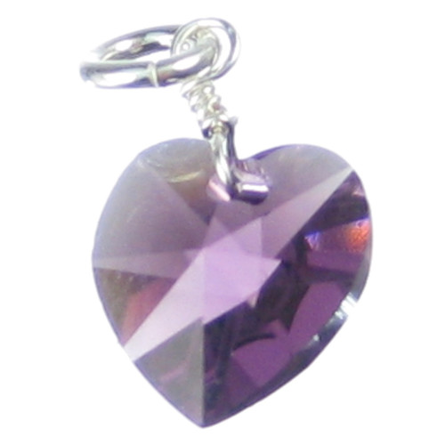 February Birthstone Crystal sterlng silver charm .925 Birthstones