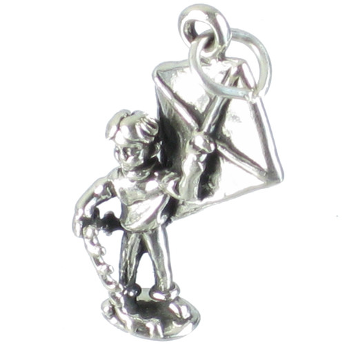 Boy with a kite sterling silver charm .925 Kites Boys charms