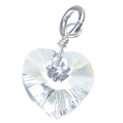 April Birthstone Crystal sterling silver charm .925 x 1 Birthstones
