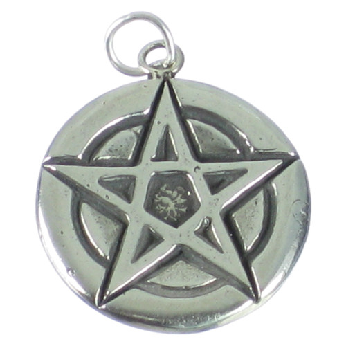 Pentacle Solid sterling silver pendant large charm .925 Pentacles
