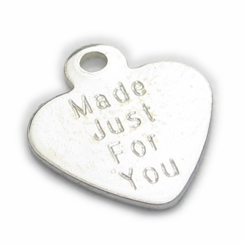 Made just for You heart tag sterling silver charm .925 NO JUMP RING