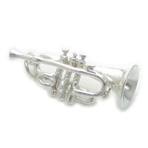 Trumpet sterling silver charm .925 x 1 Music and Orchestra charms
