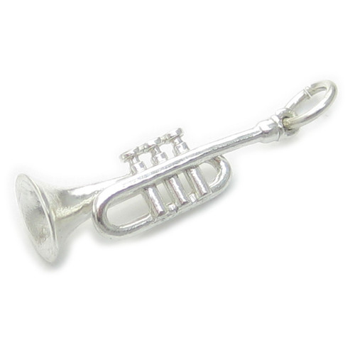 Trumpet sterling silver charm .925 x 1 Band and Music Orchestra charms