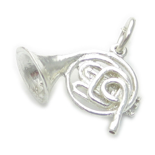 French Horn sterling silver charm .925 x 1 Musical Instruments charms