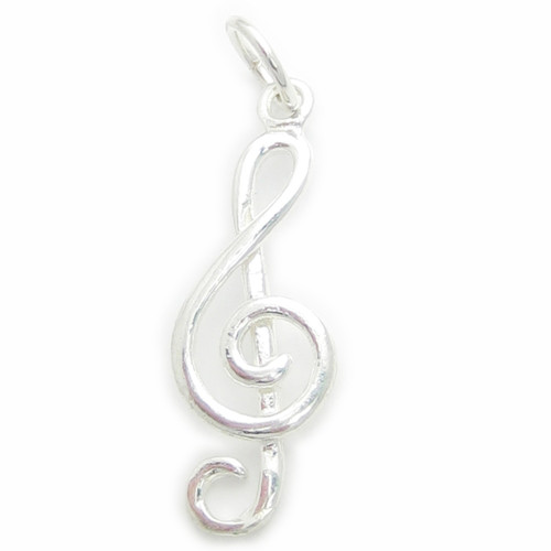 Treble clef sterling silver charm pendant .925 x 1 Music Charms A1