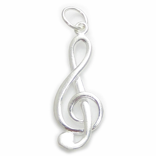 Treble Clef sterling silver charm .925 x 1 Trebel Cleff Music charms