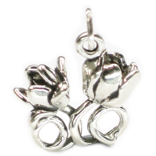 Tulips Flower sterling silver charm .925 x 1 Tulip flowers charms