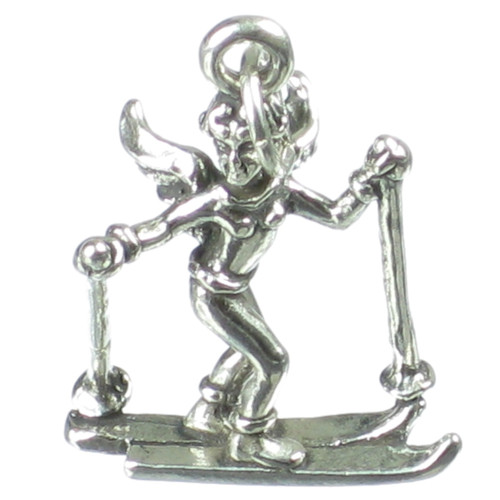 Skiing Angel sterling silver charm .925 x 1 Angels Protection charms