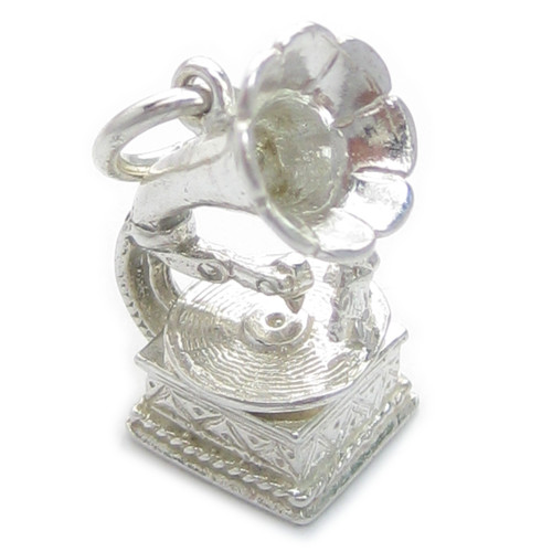 Gramophone with movable record sterling silver charm .925 x 1 Music charms