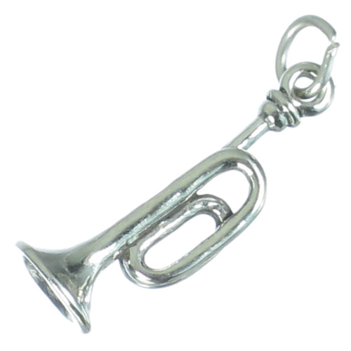 Bugle Horn sterling silver charm .925 x 1 Horns Trumpet Bugles charms