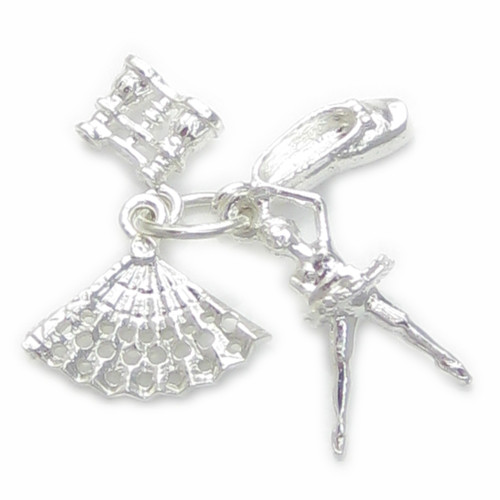 Ballet set sterling silver charm .925 x 1 Ballerinas Dance charms