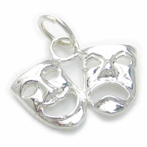 Drama Masks sterling silver charm .925 x 1 Comedy - Tragedy Mask charms