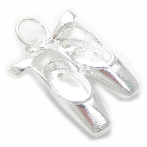Ballet shoes sterling silver charm .925 x 1 Ballerina footwear charms