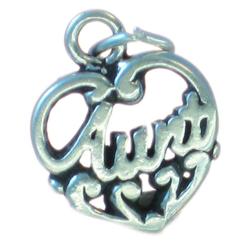 Aunt heart sterling silver charm .925 x 1 Aunts Hearts Love charms
