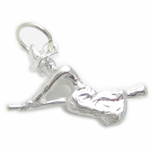 Witch on a broomstick sterling silver charm .925 x 1 Witches charms