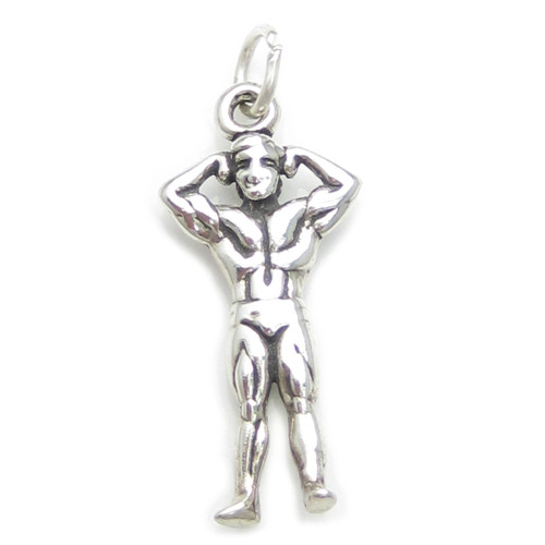 Body Builder sterling silver charm .925 Strongman Bodybuilding charms