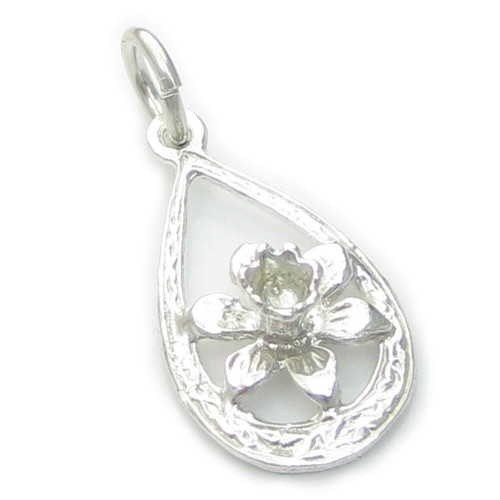 Daffodil Flower sterling silver charm .925 x 1 Flowers and Daffs charms