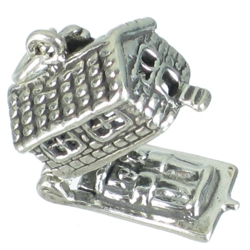 Log Cabin opening sterling silver charm .925 Cabins charms