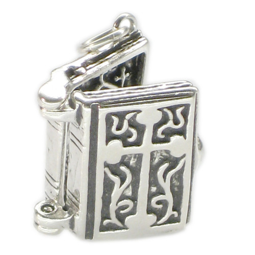 Bible opening sterling silver charm .925 Bibles charms