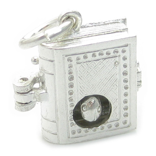 Book Worm opening sterling silver charm .925 x 1 Bookworm Reading charms