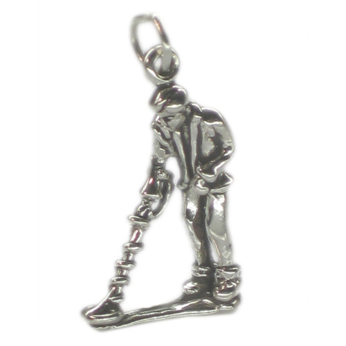 Man with Metal Detector sterling silver charm .925 Treasure Finders