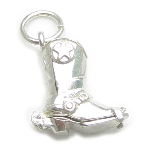 Cowboy boot sterling silver opening charm .925 Cowgirl boots charms