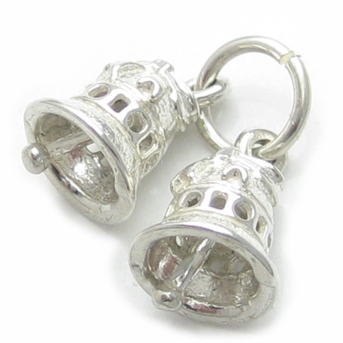 Pair of Bells sterling silver charm .925 Marriage Wedding Bell charms