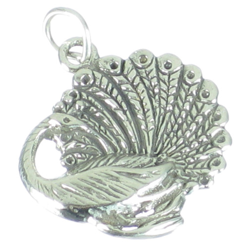 Peacock sterling silver charm .925 Peacocks charms pendants