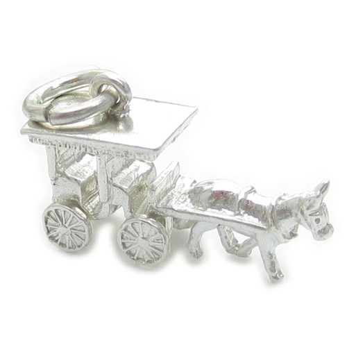 Surrey Horse and Cart sterling silver charm .925 x 1 Horses and Carriage