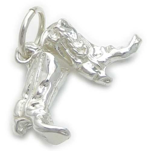 Pair of Cowboy boots sterling silver charm .925 x 1 Cow Girl Boy boot