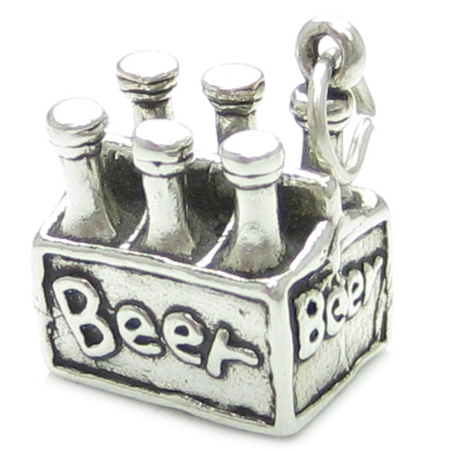 Beer Lager Six Pack sterling silver charm .925 Drinking charms