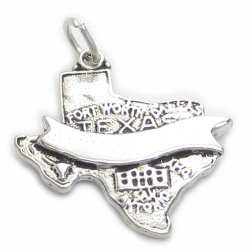 Texas Engravable sterling silver charm .925 x 1 Texan Texans charms
