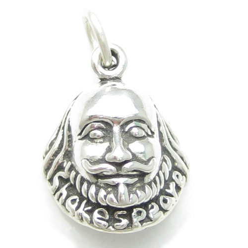 William Shakespeare Head sterling silver charm .925 x 1 England charms