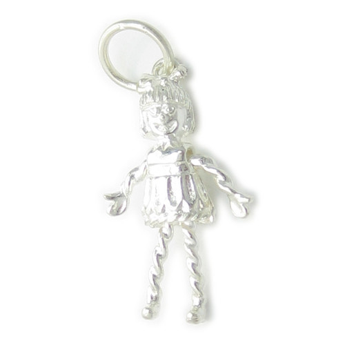 Rag Doll with movable arms and legs sterling silver charm .925 x 1