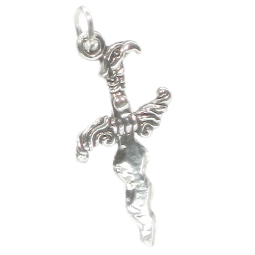 Dagger - Knife sterling silver charm .925 x 1 Weapons and Knives charms