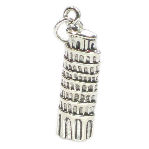 Leaning tower of Pisa 2D sterling silver charm .925 x 1 Italian charms