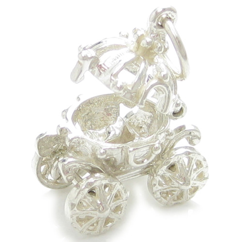 Cinderella Coach opening sterling silver charm .925 x 1 Carriage charms