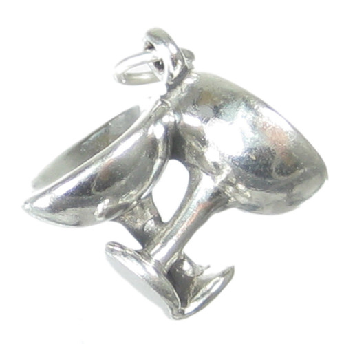 Crossed Champagne Glasses sterling silver charm .925 x 1 Wedding charms
