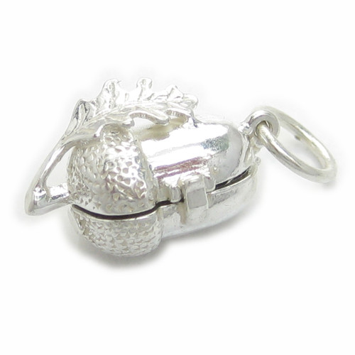 Acorn with Squirrel inside sterling silver opening charm .925 x 1 charms