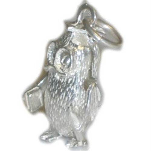 Wise Owl movable sterling silver charm .925 x 1 Graduate and Graduation