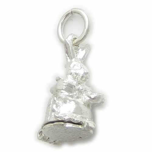 Mrs Bunny Rabbit sterling silver charm .925 x 1 opening rabbits charms