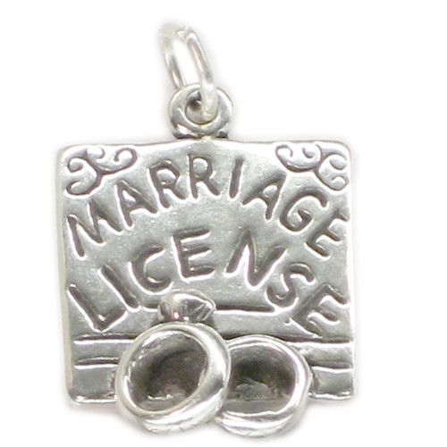 Marriage License sterling silver charm .925 x 1 Wedding charms
